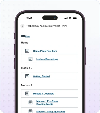 Archived course materials and notes accessible via EduConnect mobile app after semester ends
